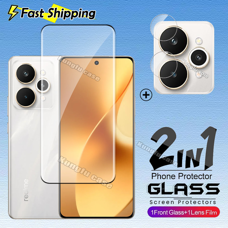 2in1 ร้อนดัดแก้วสําหรับRealme 15 Pro Realme15Pro Realme15 5Gป้องกันหน้าจอโค้งกระจกนิรภัยโปร่งใสHD Clear Coverageกล้องเลนส์ป้องกันฟิล์ม