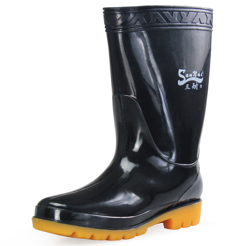 Sannai Middle Tube รองเท้ากันฝน Unisex Beef Tendon Sole ทนต่อการสึกหรอ Acid-Alkali @-