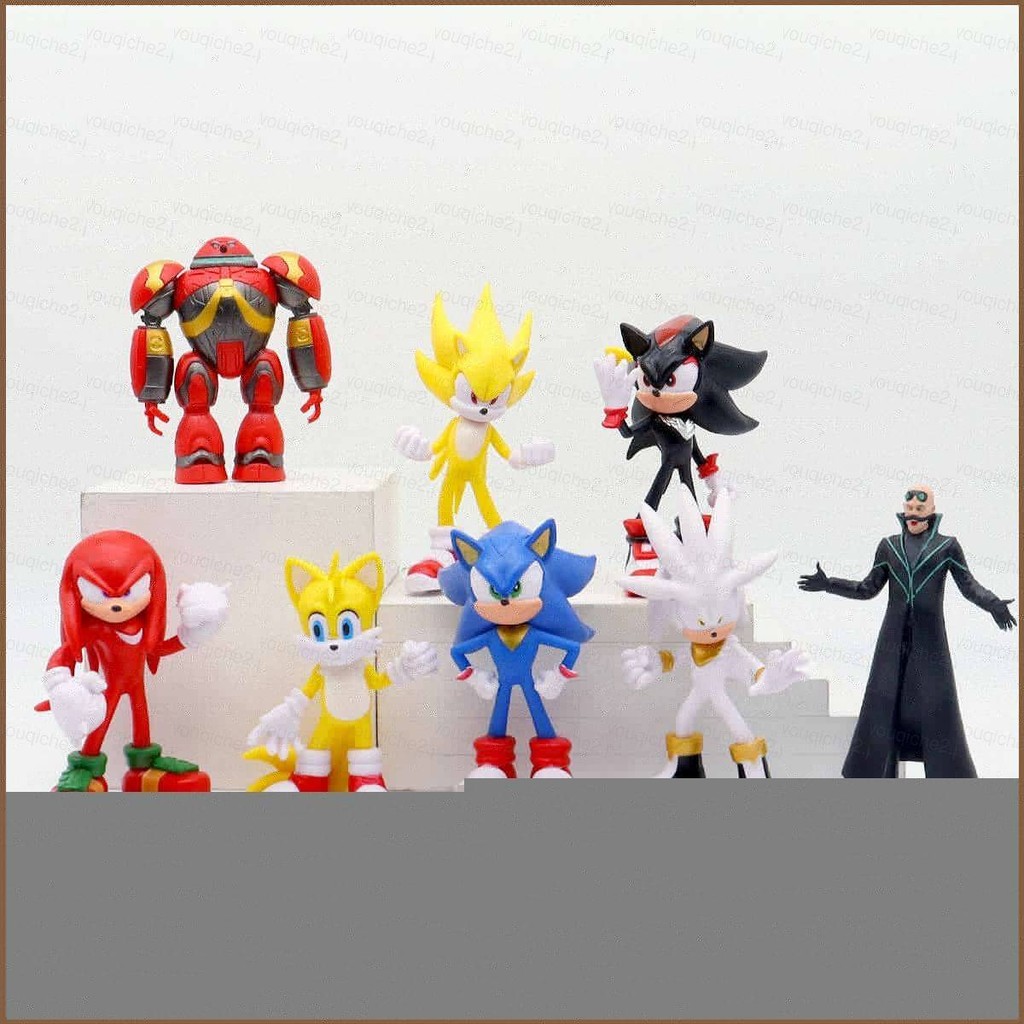 SY2 8pcs Sonic the Hedgehog Action Figure Tails Amy Rose Knuckles the Echidna Shadow the Hedgehog ตุ