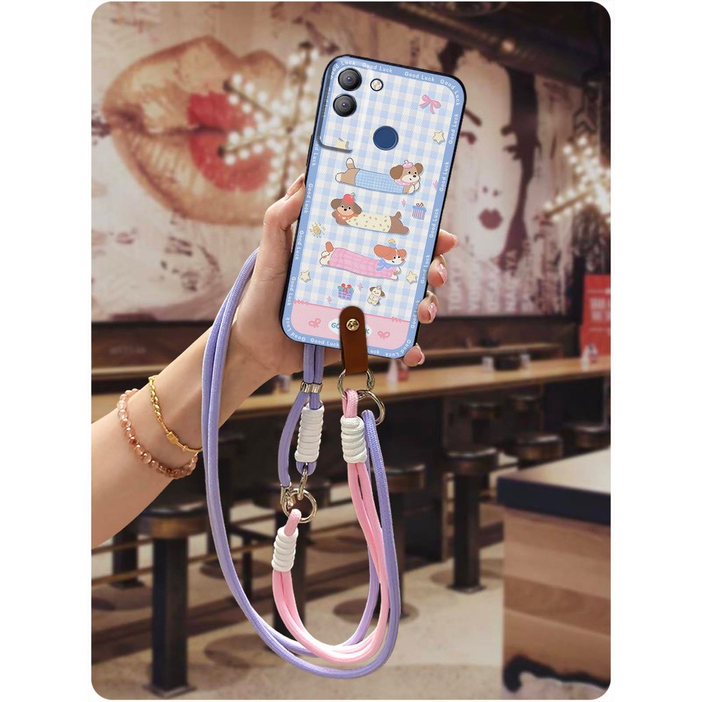 Crossbody กันกระแทกเคสโทรศัพท์สําหรับ Tecno POP5 LTE/BD4 Lanyard TPU น่ารักเต็มห่อสกปรกทนสร้อยคอทนทา