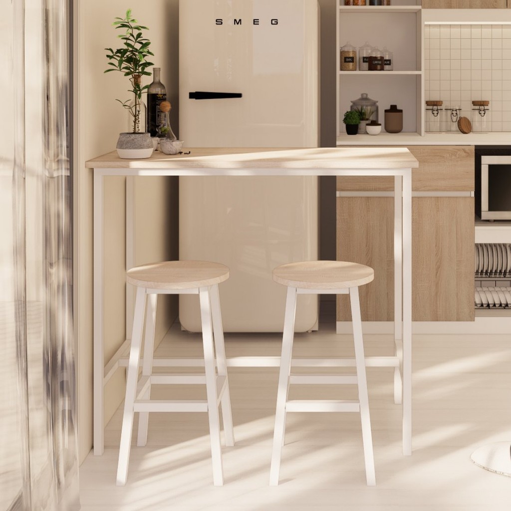 Looms ชุดโต๊ะบาร์+เก้าอี้ รุ่น GIVANA สีขาว (100x50x89 ซม.)  แบรนด์ LOOMS