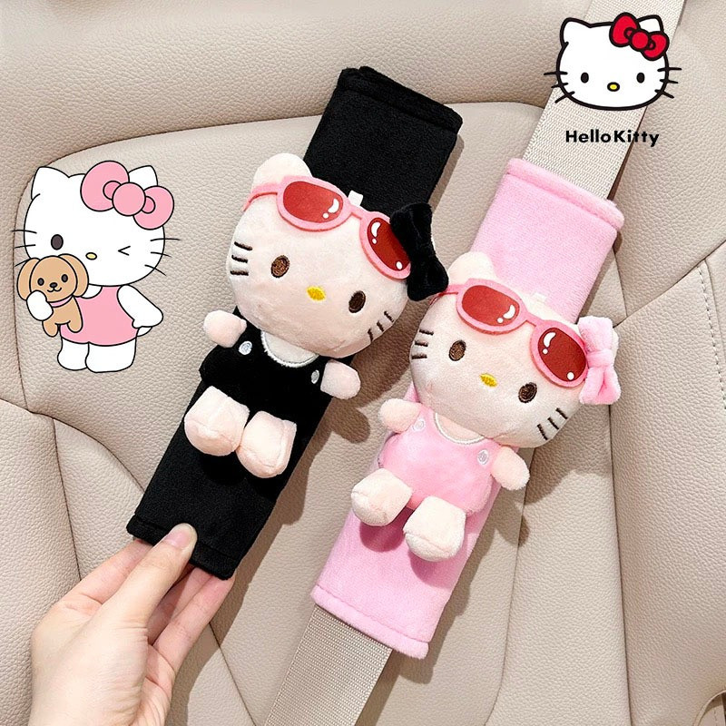 Hello kitty Strawberry Bear Kuromi เข็มขัดนิรภัยรถยนต์ไหล่ High-End Feeling Girls Car Use น่ารักการ์