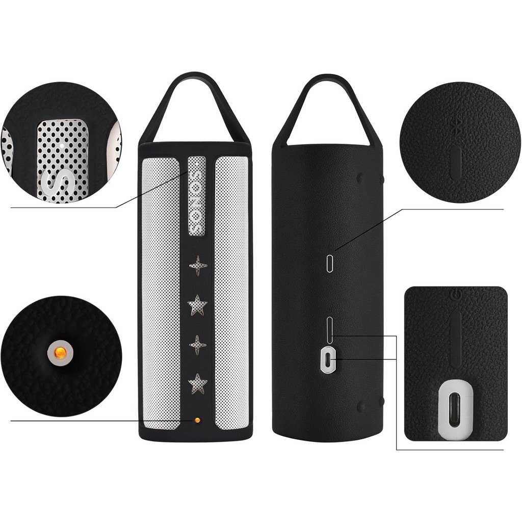 กระเป๋าถือซิลิโคนฝาครอบพร้อมที่จับเข้ากันได้กับ Sonos Roam 2 / Sonos Roam ลําโพงบลูทูธแบบพกพาไร้สาย 