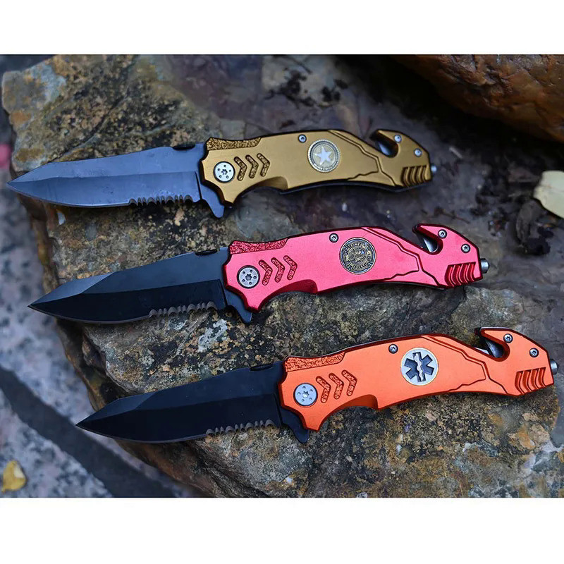 Hunting Folding Knife Steel Handle Tactical Survival Camping Knives EDC Pocket Multi Tools , Upgrade