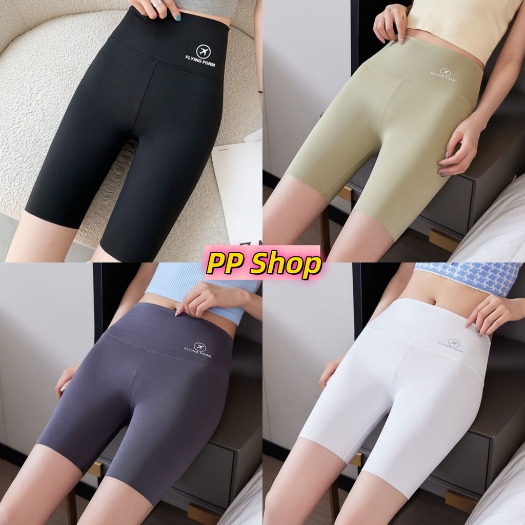 💜PP SHOP💜พร้อมส่ง กางเกงขาสั้น กางเกงโยคะ ผ้ารัดตัวสีพื้นใส่สบายมากน่ารักมาก เก็บพุงได้ดี กางเกงกระช