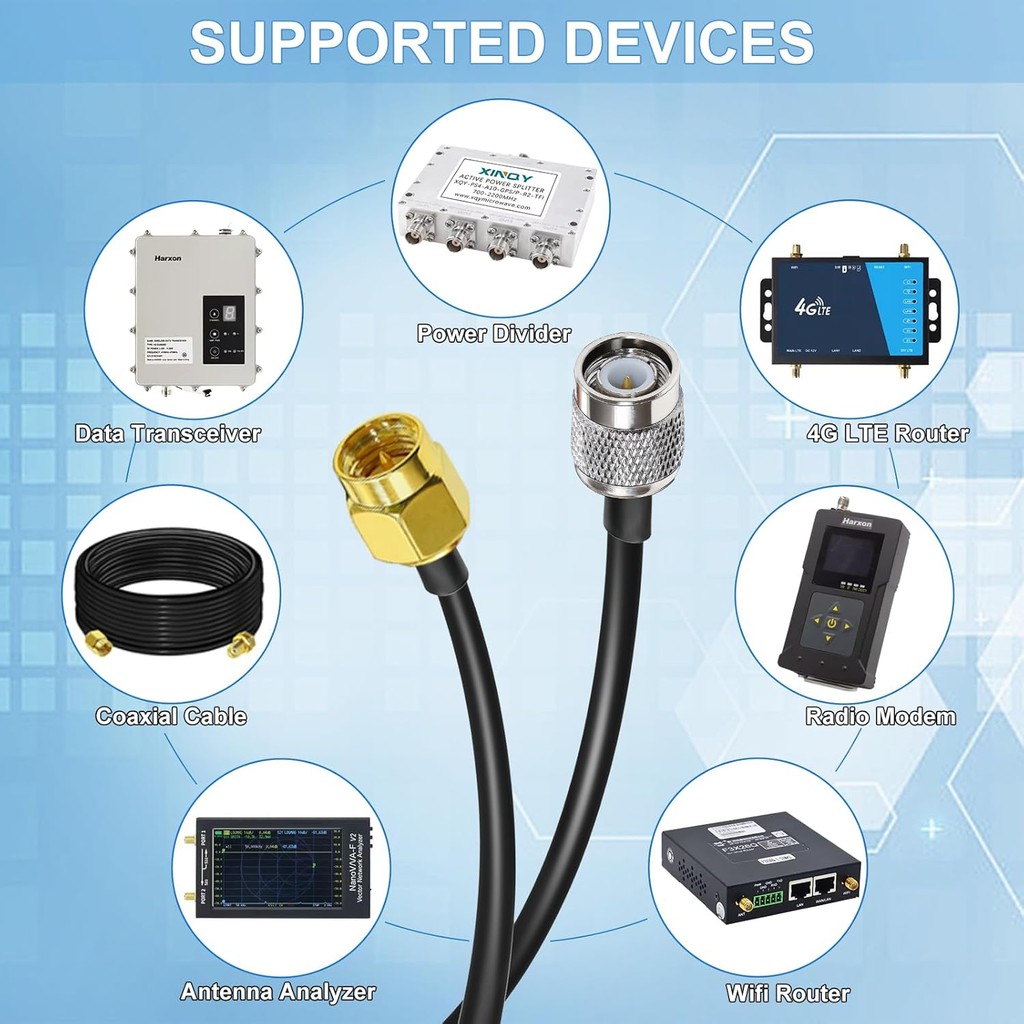 TUOLNK SMA to TNC Cable RG58 SMA Male Plug to TNC Male Low Loss Extension Cable 32.8ft(10M) TNC to S