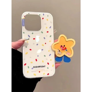 เคสไอโฟน 13 สำหรับ iPhone 11 15 16 12 14 Pro Max 16 14 15 Plus 16 15 13 12 Pro ตัวอักษรภาษาอังกฤษจุดสีสันเรียบง่ายปกใหม่