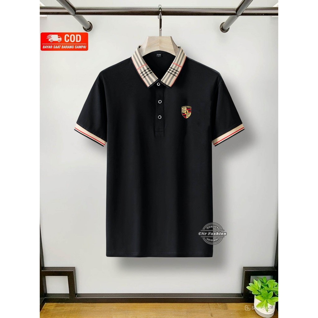 ADULT MENS COLLAR T-SHIRT / เสื้อโปโลผู้ชาย SHORT-SLEEVED WITH COMBINATION COLLAR P0RCH3 MOTIF