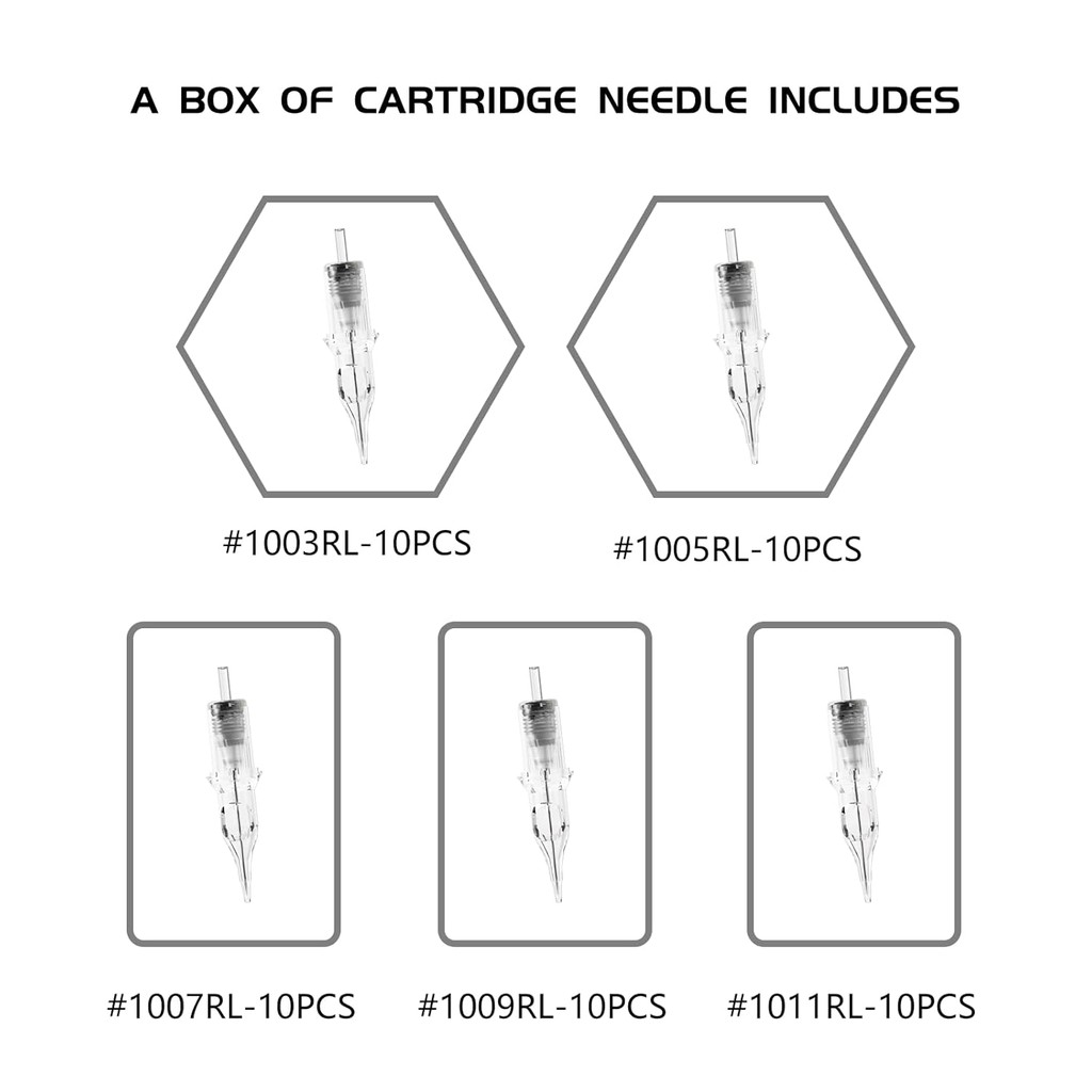 BIGWASP (4th Gen) 50 ชิ้นสารพันตลับทิ้งเข็มสักรอบ Liner ผสม 3RL 5RL 7RL 9RL 11RL (#10 Bugpin RL) GXA