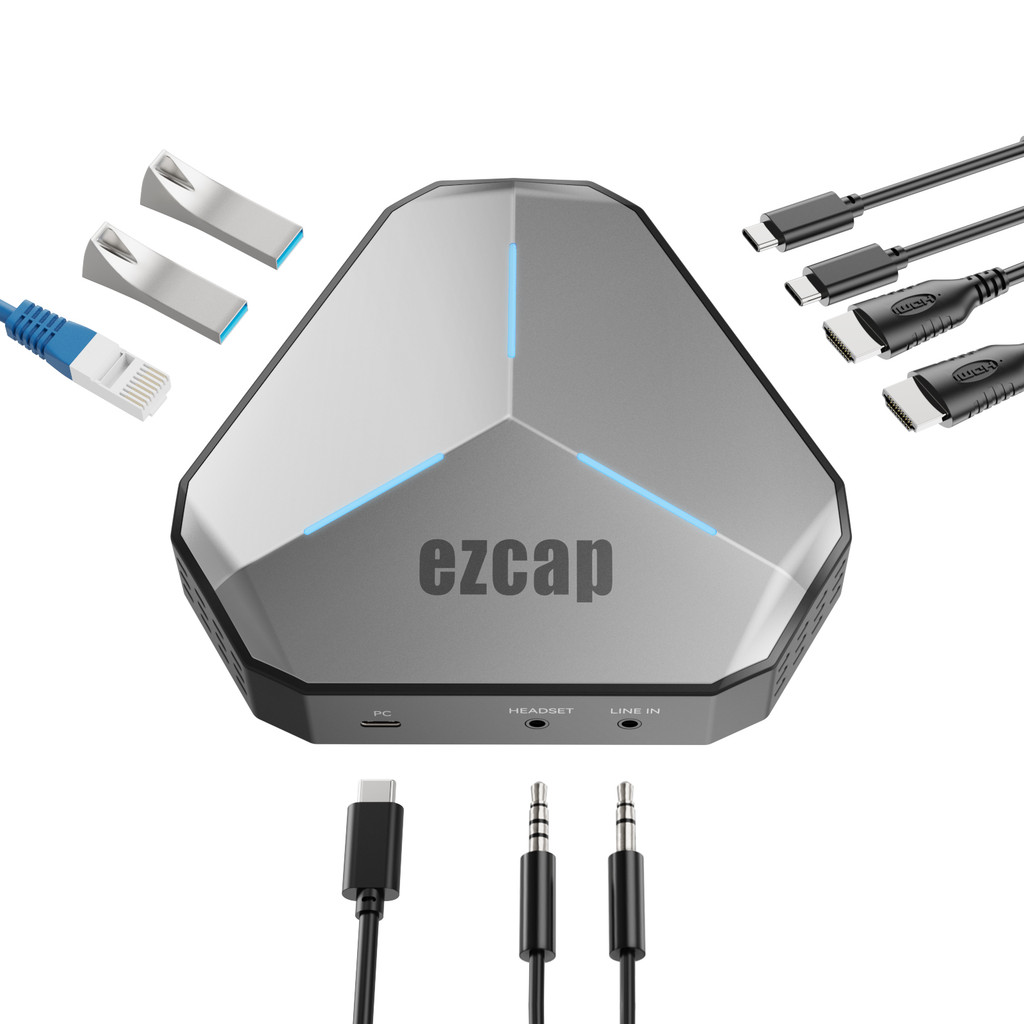 Ezcap368 GameDock Extreme Duo 4K HDMI Type C DP USB 3.0 การ์ดจับภาพวิดีโอสําหรับการบันทึกสตรีมมิ่งสด