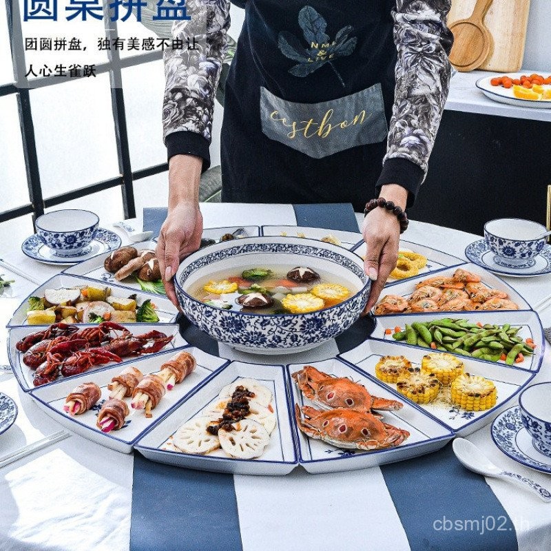 ชุดเรอูนียงวันส่งท้ายปีเก่าแผ่นเสียงชุดบนโต๊ะอาหารโต๊ะกลมจานเซรามิกจานจานครัวเรือนสร้างสรรค์จาน888 โ