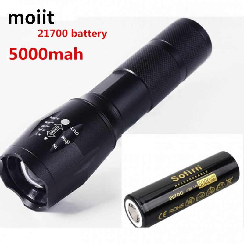 ไฟฉาย LED ขนาดเล็กคุณภาพสูงพร้อม Sofirn 5000mAh 21700 แบตเตอรี่แบบชาร์จไฟได้ (ใส่ไฟฉาย) ปุ่มด้านบนเห