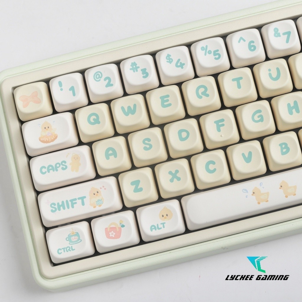Adventure Duck Keycap เป็ดสีเหลืองน่ารักการ์ตูน MOA ความสูง Dye Sublimation น่ารักรอบ keycaps lofree