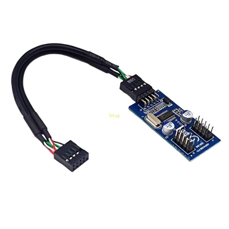 Btsg USB 2 0 9Pin Y Splitter 9pin USB Header ชาย 1 ถึง 2 หญิงสําหรับ PC