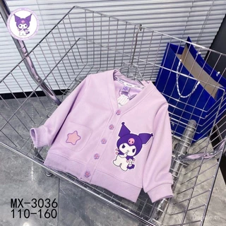 Fast Local Shipping เสื้อแจ็คเก็ตเด็กผู้หญิงสไตล์ใหม่ ลายการ์ตูนคุโรมิ พิมพ์บนเสื้อ มีกระดุมแถวเดียว