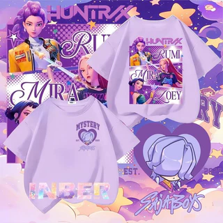 เสื้อยืดเด็ก Kpop Demon Hunters ปี 2025 ลายเสื้อของตัวละคร Mira, Rumi และ Zoey