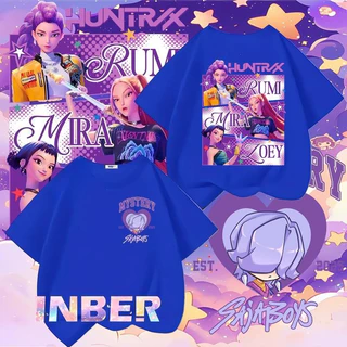 เสื้อยืดเด็ก Kpop Demon Hunters ปี 2025 ลายเสื้อของตัวละคร Mira, Rumi และ Zoey