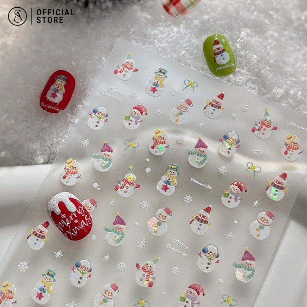 สติกเกอร์เล็บรูปหมาเหม็นริบบิ้นคริสต์มาสสติกเกอร์ตกแต่งเล็บอุปกรณ์ศิลปะเล็บ