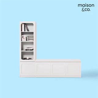 SB Design Square ชุดตู้วางทีวี พร้อมตู้สูง ขนาด 200 ซม. รุ่น Solla สีขาว แบรนด์ MAISON&CO.