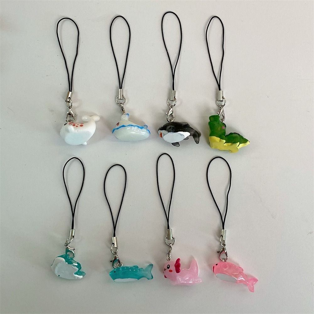 Sea Creature Fish Phone Chain Sea Hare Black Whale Phone Lanyard สีชมพู Axolotl Handmade Jelly Shark
