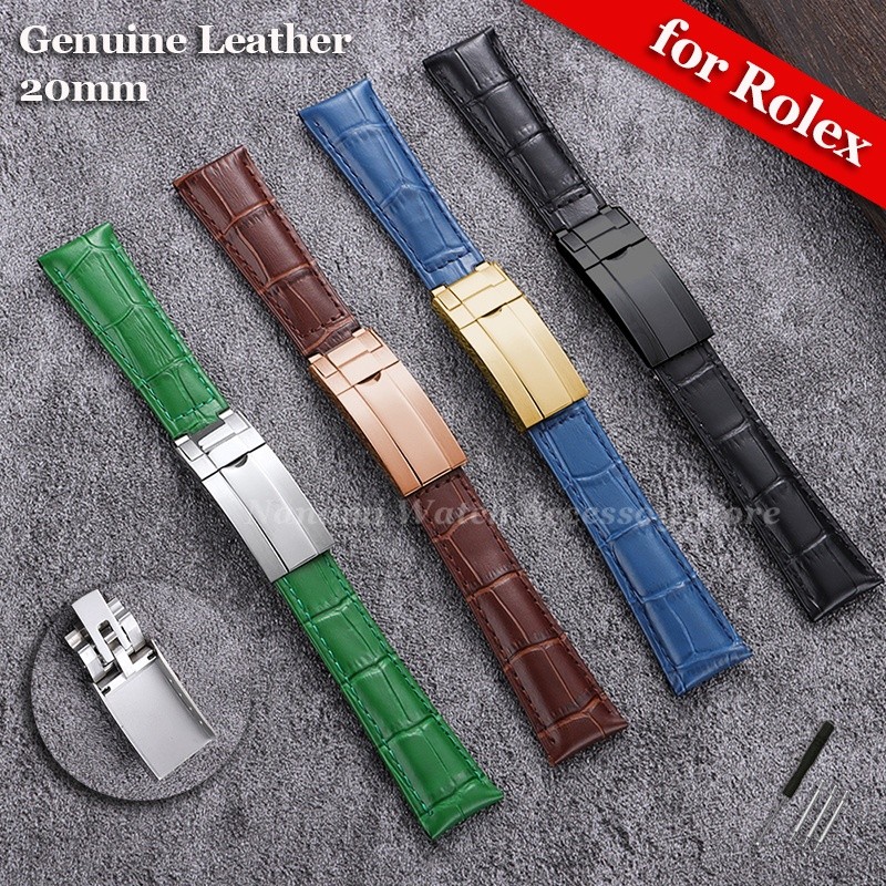 20 มม.สายนาฬิกาหนังแท้สําหรับ Rolex Watchband Retro Cowhide สร้อยข้อมือสําหรับ Ghost GMT Submariner 