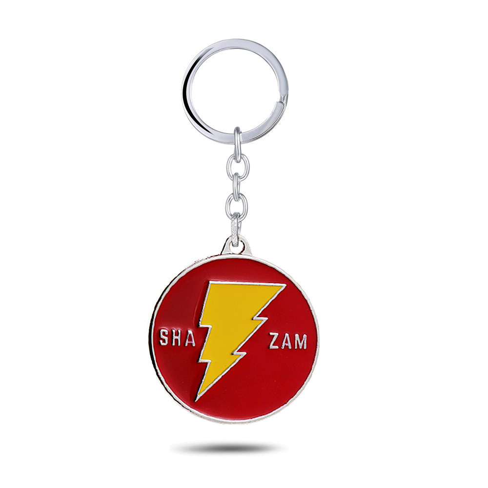 Shazam Shazam Shazam Lightning พวงกุญแจ Gods Wrath Merchandise DC สีดํา Adam พวงกุญแจรถกระเป๋าจี้