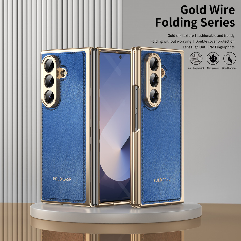 หรูหรา High-end Electroplated พับสําหรับ Samsung Galaxy Z Fold6 Fold7 พับ 7 6 5 4 3 Fold5 Fold4 Fold3 กันกระแทก Anti-Drop กรณีป้องกันกรณีฝาครอบพร้อมฟิล์มนิรภัย
