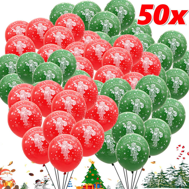 ลูกโป่งคริสต์มาสลาเท็กซ์ - สีแดงสีเขียวซานตาครอสออกแบบลูกโป่ง-คริสต์มาสปาร์ตี้วันเกิดเด็กอาบน้ําตกแต่ง,10/30/50ชิ้น
