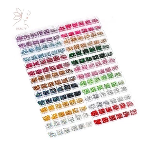 [maybeauty] เล็บ Rhinestone 12Grids สีสัน Flatback แก้วคริสตัลอัญมณี DIY ตกแต่งเล็บ 3D Multifaceted เล็บสําหรับแต่งหน้า และหัตถกรรม {TH}