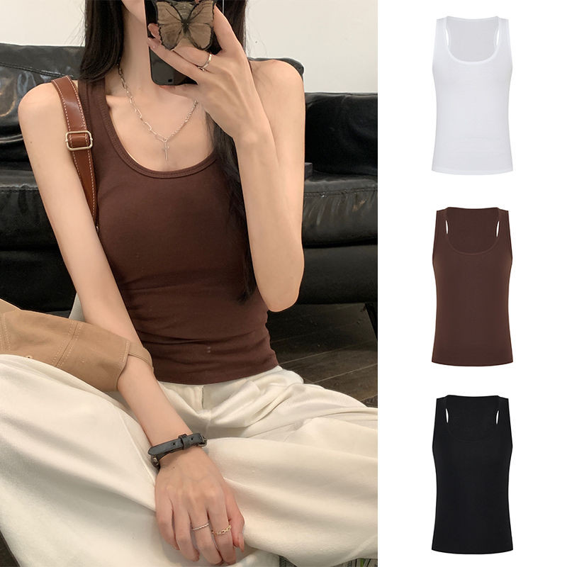 Moses Queen/Moss Queen American Hot Girl I-Shaped Vest ผู้หญิงฤดูร้อน All-Match แขนกุดด้านนอกด้านบน