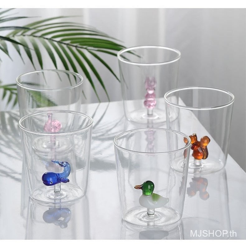 有 พร้อมสต็อก MJShop แก้ว 300 มล. ถ้วยน้ําลายสัตว์ Borosilicate สูงทนอุณหภูมิสูง