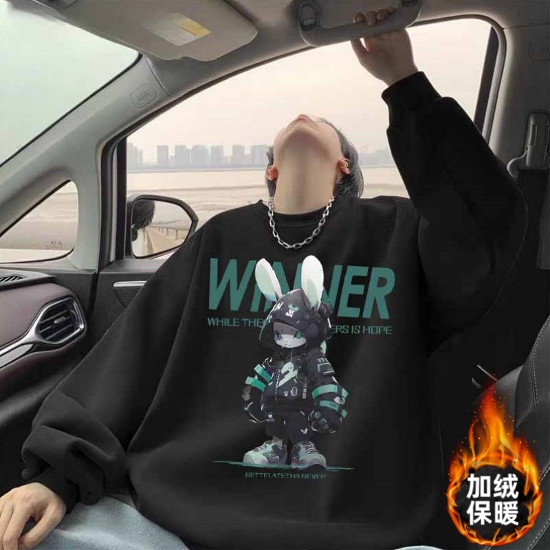 เสื้อสเวตเตอร์หลวมฤดูใบไม้ร่วงฤดูหนาวการออกแบบด้านบนใหม่รู้สึกรอบคอสไตล์อเมริกันแขนยาวทุกการแข่งขัน 