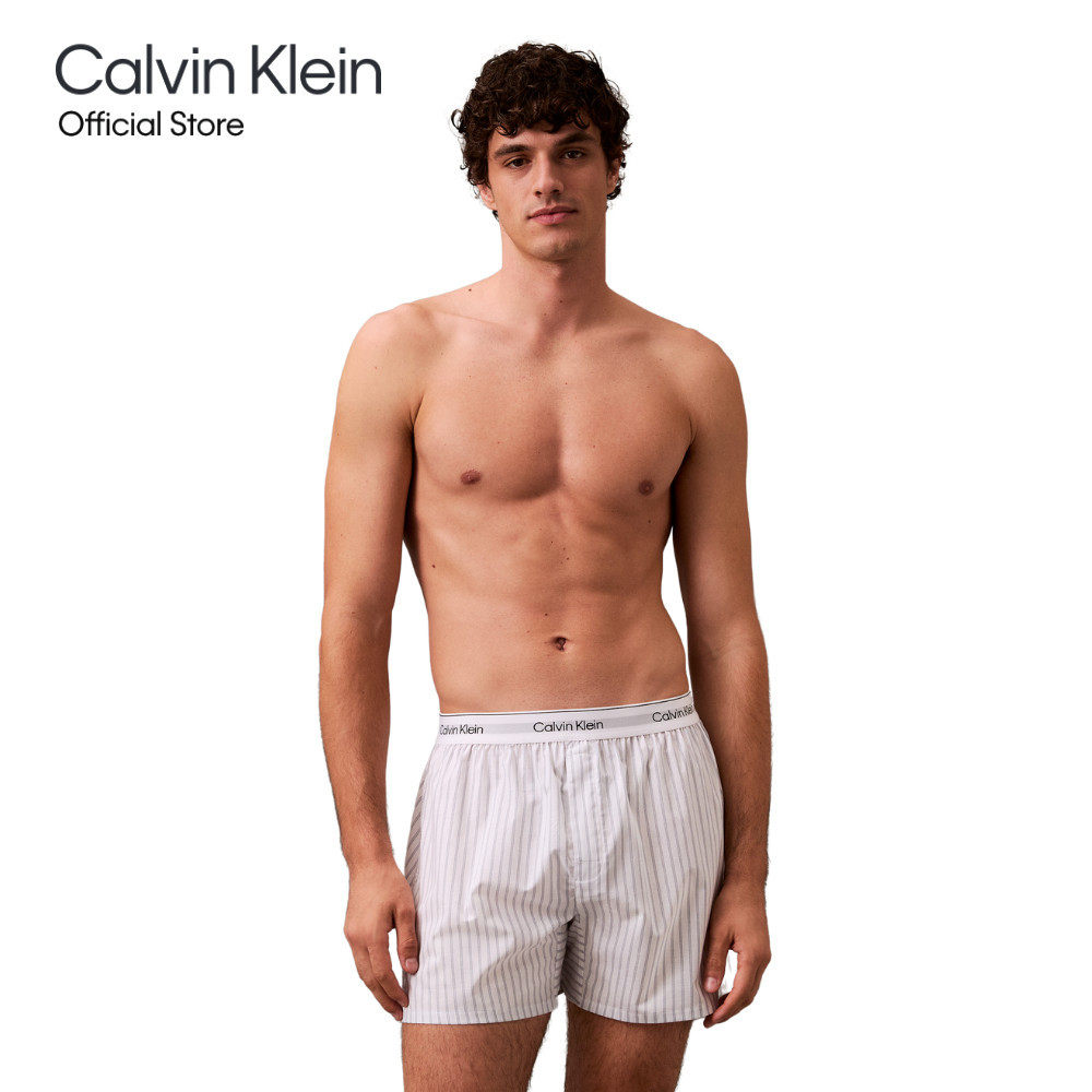 CALVIN KLEIN กางเกงบ๊อกเซอร์ผู้ชาย Cotton Poplin Boxer รุ่น NM2831 T9Z - สี Off White