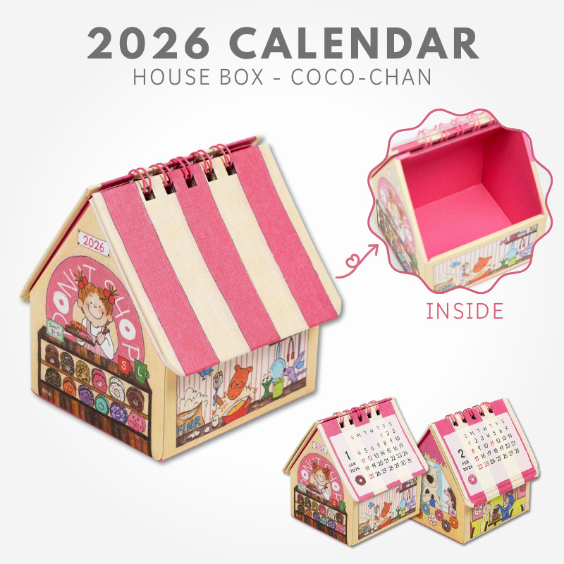 Greeting Life 2026 Calendar - Coco-chan House Box Desktop C-1733-RY, Japan Art and Craft supply
