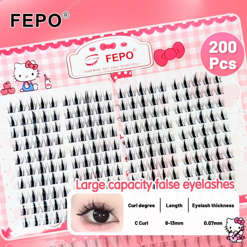 FEPO 200 Clusters of Kitty ขนตาปลอมขนตาม้วนตามธรรมชาติ
