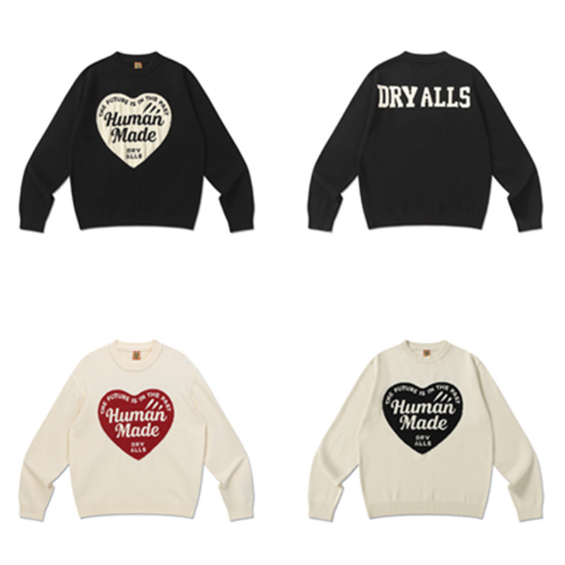 เสื้อกันหนาวแขนยาวสำหรับผู้ชายและผู้หญิง ดีไซน์ Jacquard ลายตัวอักษร พล่านอนคล้องคอ