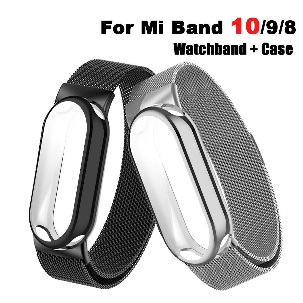 เข็มขัดสแตนเลสพร้อมเคสป้องกัน TPU สําหรับ Mi Band 10 Miband 10 Nfc นาฬิกาอุปกรณ์เสริมสําหรับ Xiaomi 