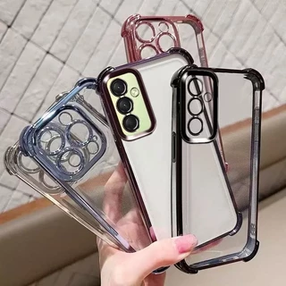 01เคสขอบสี กันกระแทก หรูหรา สําหรับSamsung A57 A37 A17 A07 A56 A36 A16 A06 A55 A15 A05S S24FE S25FE กล ้ องป ้ องกันถุงลมนิรภัยอะคริลิคใสปกแ