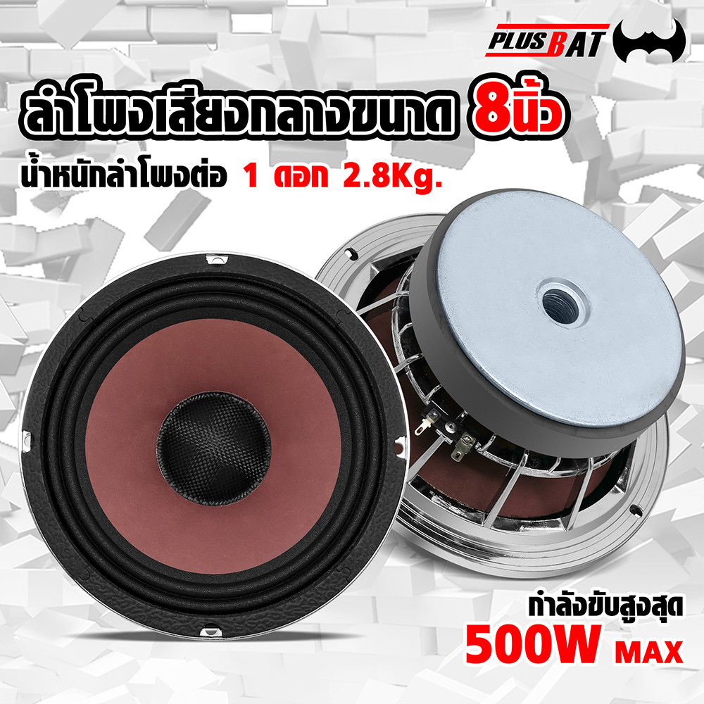 GTR ขนาด8นิ้วโครงสร้างแข็งแรง เหล็กหล่อให้เสียงกลางที่ดังฟังชัดรองรับกำลังขับสูงสุด 500W