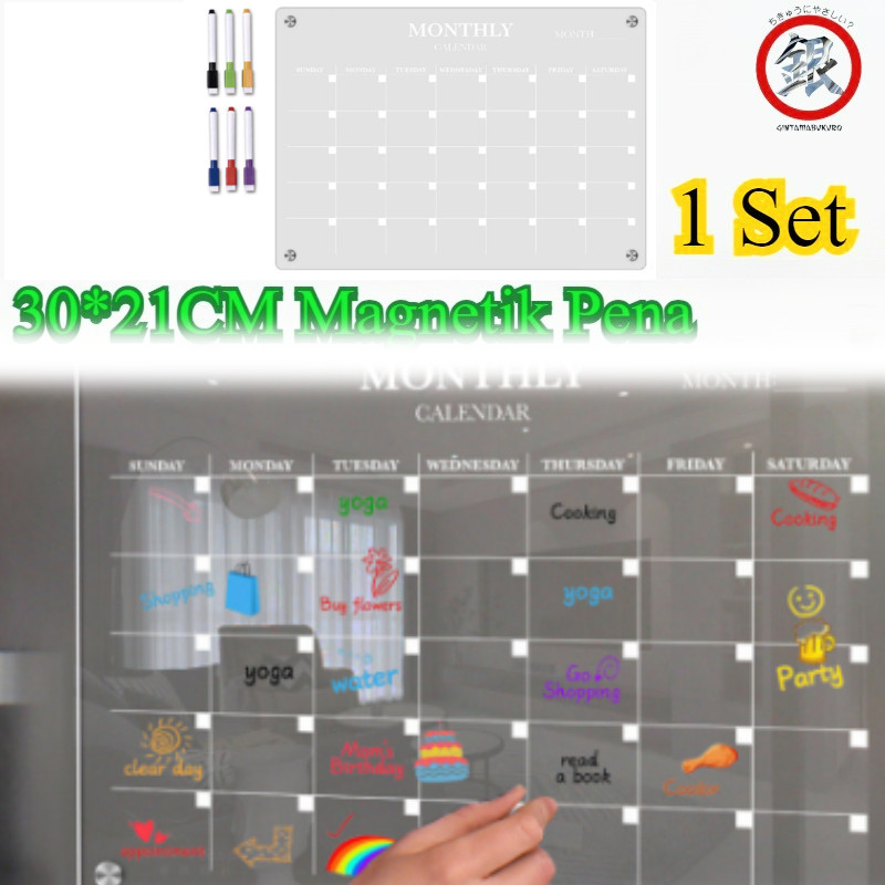 6 ชิ้นปากกา + A4Weekly/ชั่วคราว Planner แม่เหล็กตู้เย็นอะคริลิครายสัปดาห์/รายเดือน Planner/Magnetic 