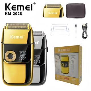 Kemei KM-2028 เครื่องโกนหนวดไฟฟ้าฟอยล์ LED กันน้ํา สําหรับผู…