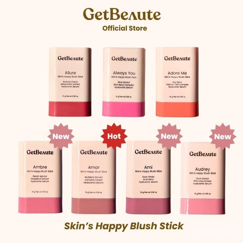 [สีใหม่/สูตรใหม่] GetBeaute | บลัชสติ๊ก Skin's Happy Blush Stick 16g
