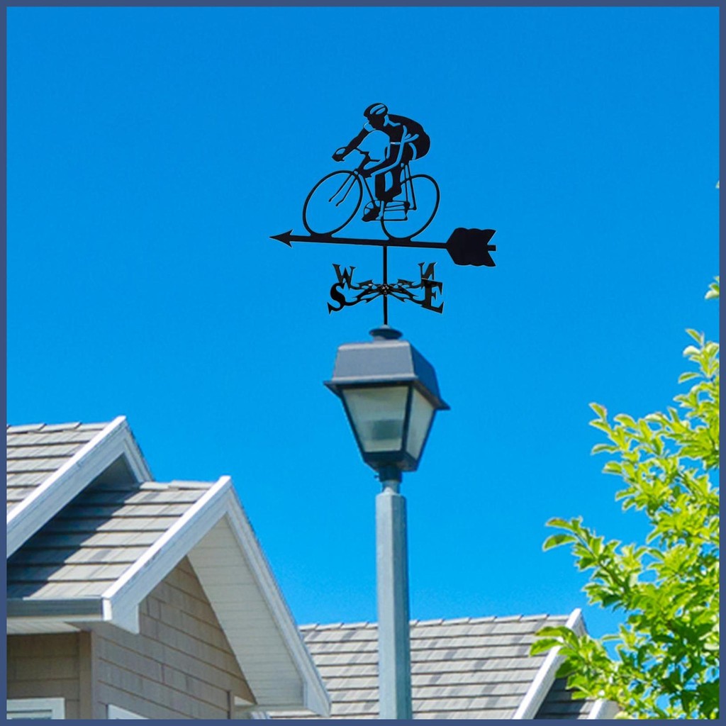 Weathervane สําหรับ Garden Bike Riders Garden Stake Weathervane ทิศทางตัวบ่งชี้เครื่องมือวัด Stake m