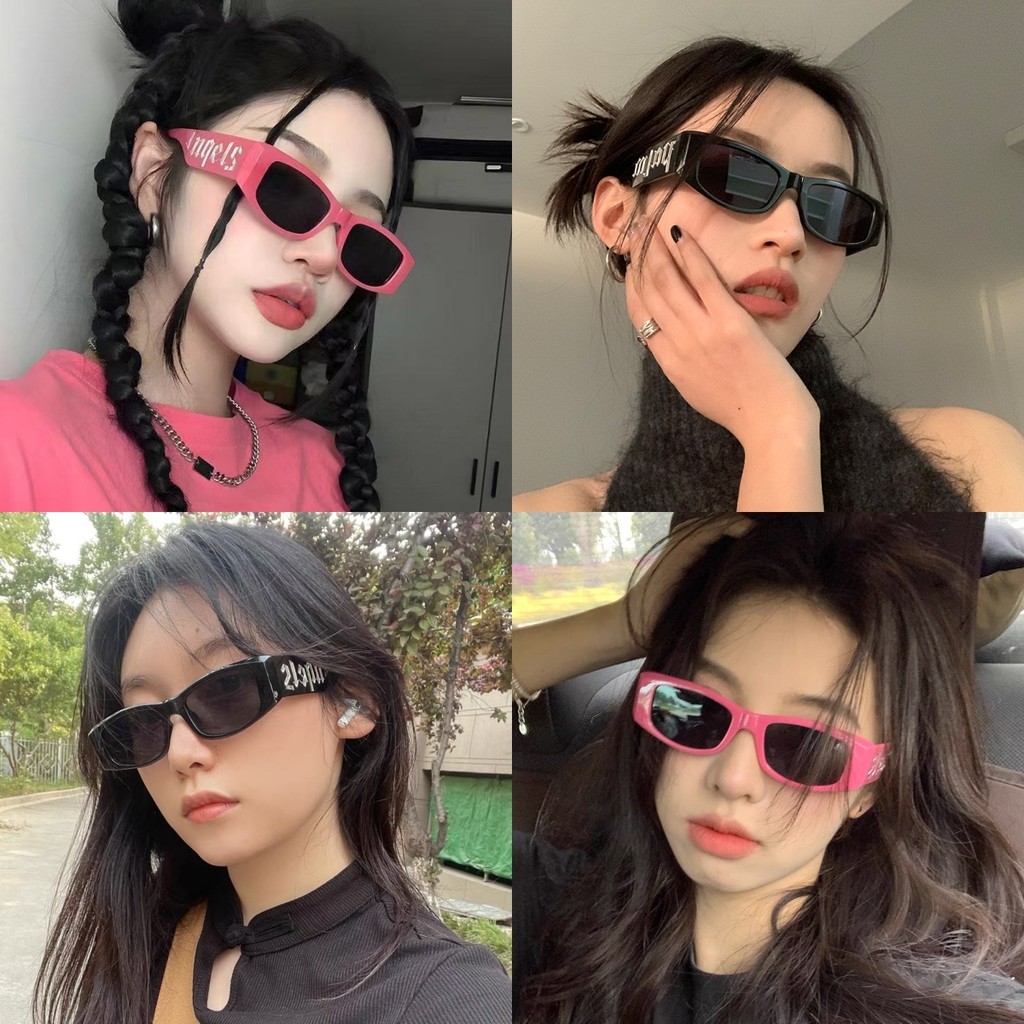 แว่นกันแดด กล่อง ตัวอักษรที่ตัดกัน ins ฮิปฮอป ย้อนยุคสไตล์ เวลาว่าง แฟชั่น ส่งไวจากไทย