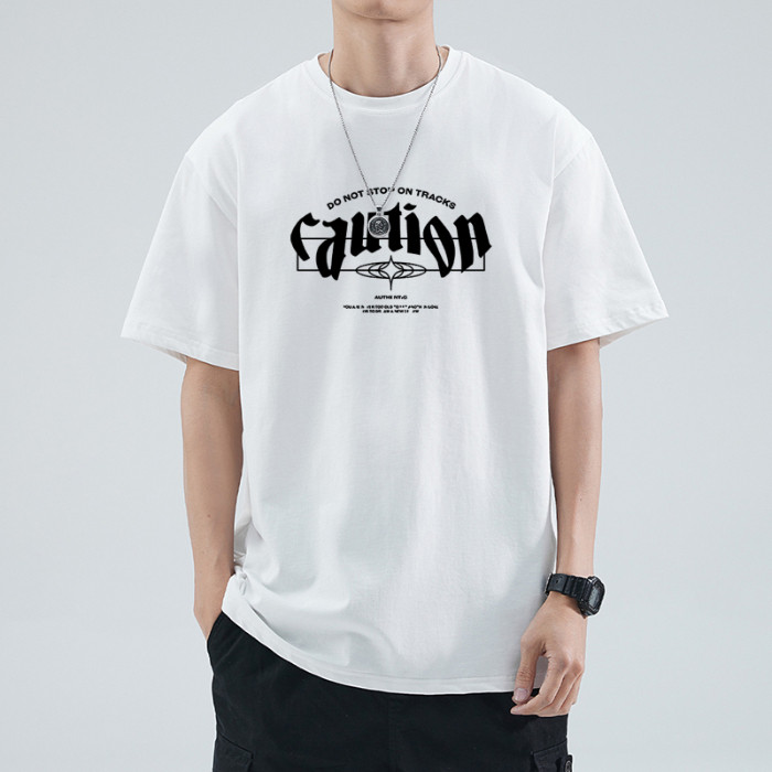 COD 2025280g Double Yarn Heavyweight White T-Shirt Men Three-needle Pure Cotton Men's Short Sleeve S