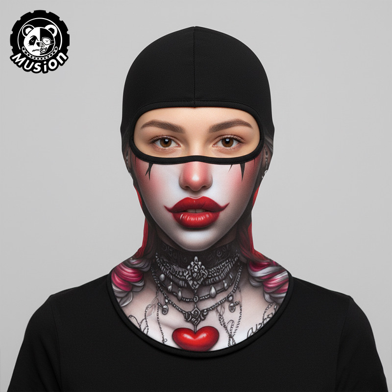 Musion หมวกปาร์ตี้ฮาโลวีน แบบเต็มหน้าจากผ้าไหมน้ำแข็ง กันแดด UV เหมาะสำหรับขับขี่ motorcycle