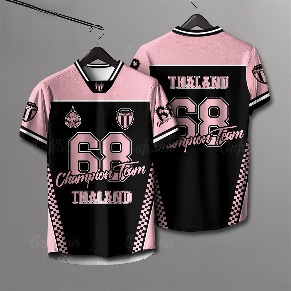 เสื้อยืดกีฬาผู้หญิง ทีมฟุตบอลไทย เบอร์ 10 โบว์สีชมพูกีฬากลางแจ้งเสื้อยืดกีฬากลางแจ้งเสื้อยืดโบว์พิมพ์เสื้อยืดผู้หญิงเสื้อยืดระบายอากาศ - รูปที่ 4