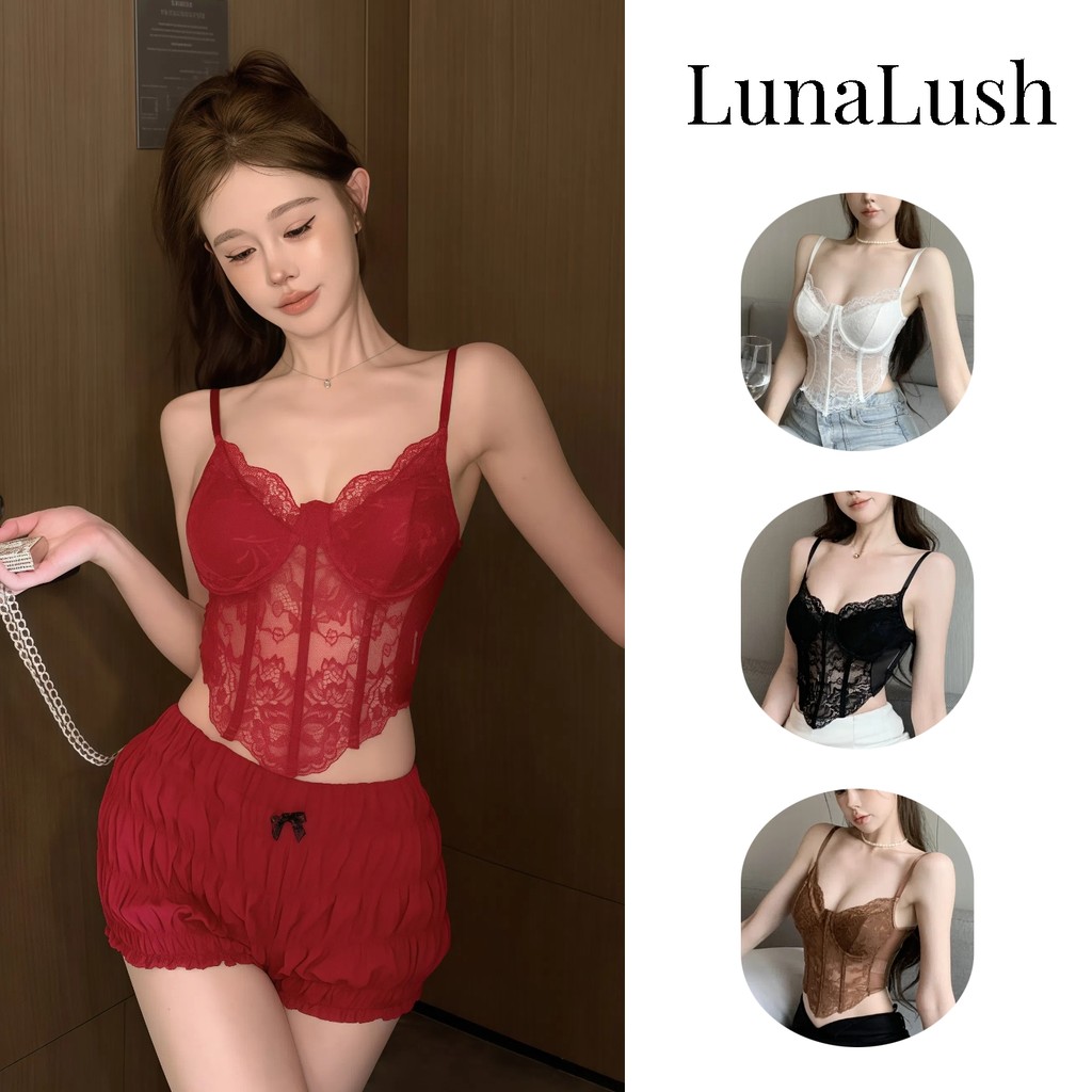 LunaLush✨พร้อมส่ง เสื้อยืดผู้หญิง เสื้อครอปราคาถูก ไม่มีฟองน้ำ สไตล์เกาหลี เซ็กซี่"FY900"