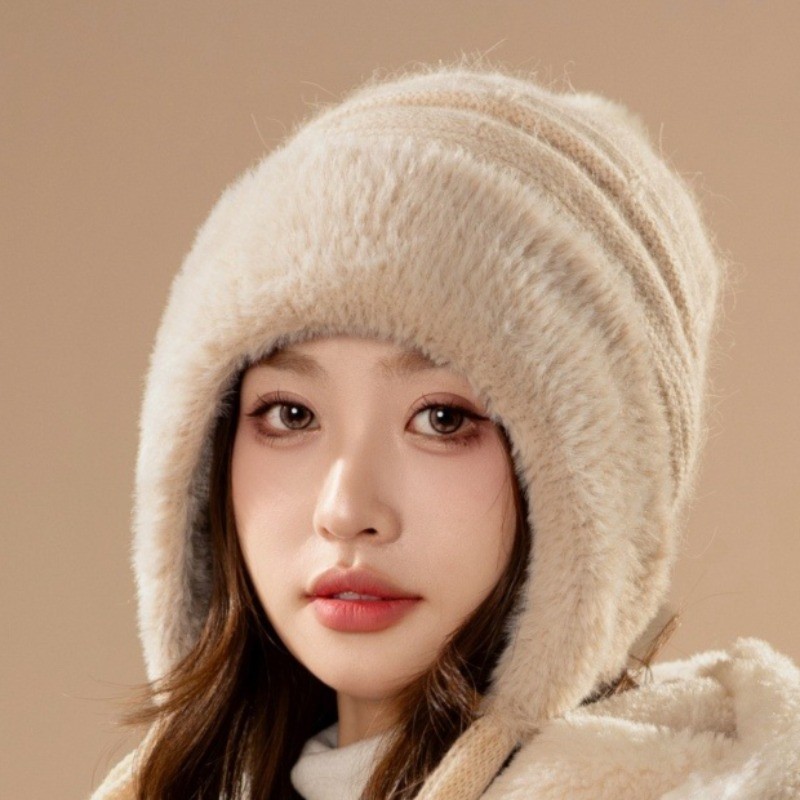 หมวกขนสัตว์สำหรับฤดูหนาว สไตล์ใหม่ น่ารัก ป้องกันลมหนาว พร้อมซับในหนากันความหนาว