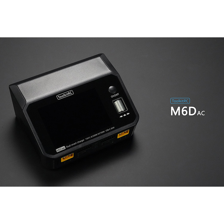 ToolkitRC M6DAC Dual Channel 15A 700W แบตเตอรี่ลิเธียมเครื่องชาร์จอัจฉริยะ PD65W โทรศัพท์มือถือชาร์จ